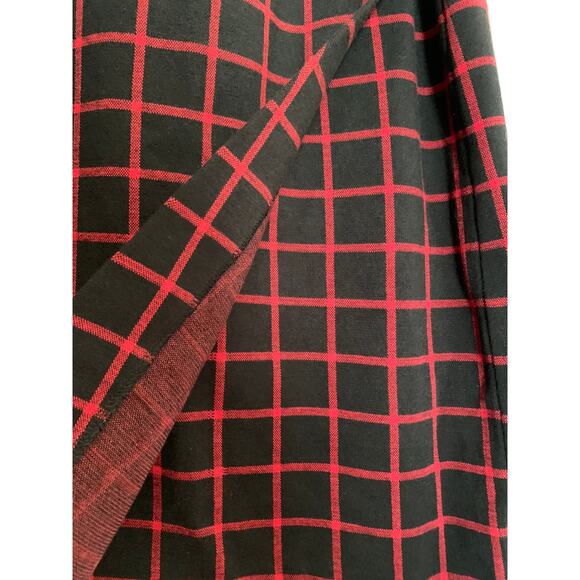 J.Jill NWT Small Women's Plaid Black/Rd Faux Wrap Soft Knee Length Skirt - Picture 4 of 7
